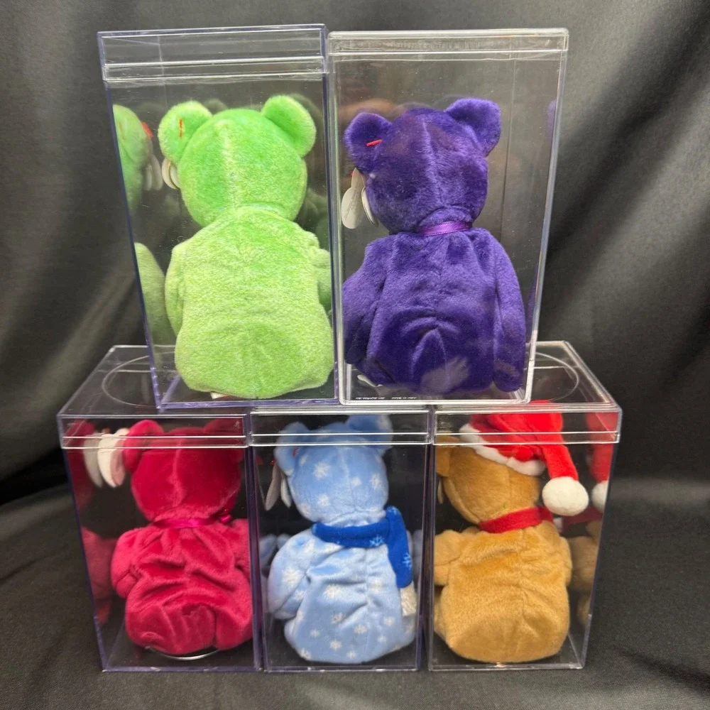 VTG Ty Beanie Babies Lot of 5 Mint Cased Princess Diana Kicks Valentina Holiday